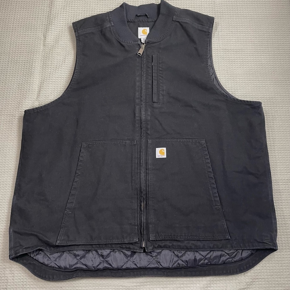 Carhartt Vest 3XLT Men’s Loose Fit Canvas Duck Insulated Rib Collar Black 104395